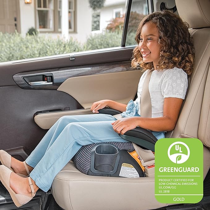 Chicco GoFit ClearTex Plus Backless Booster Car Seat, Latch Attachment, Quick-Release Latch Removal, Portable Car Booster Seat for Children at Least 4 Years Old and 40-110 lbs, Confetti/Black