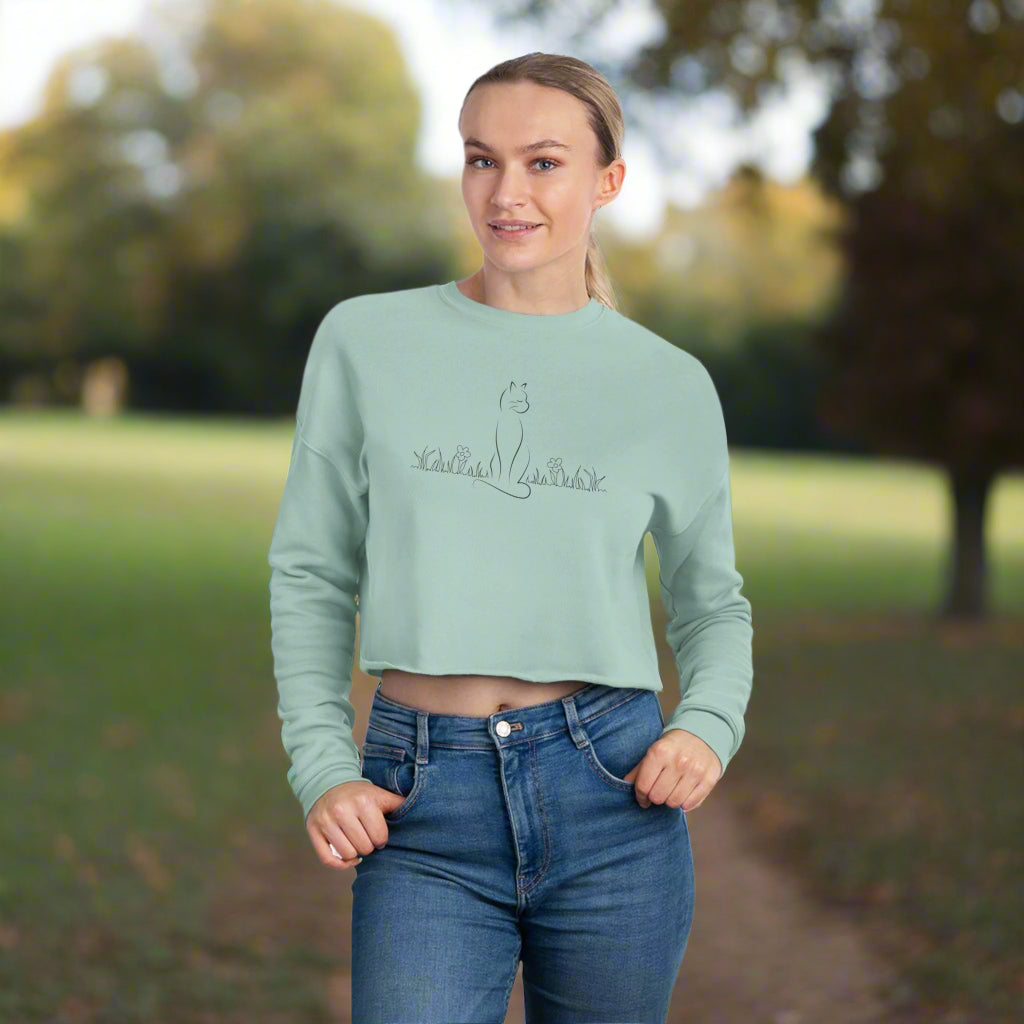 Trendy Cat Lover Women's Cropped Sweatshirt