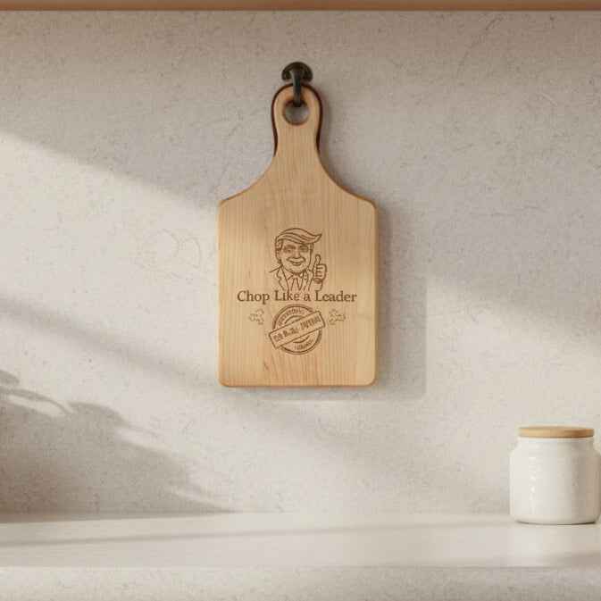 Parody Paddle Cutting Board – “Chop Like a Leader”