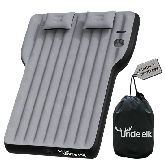 Uncle elk Model Y Mattress for Tesla Inflatable SUV Mattress for Portable Camping Mattress Foldable Air Mattress with Air Pump and Storage Bag for Tesla Model Y and SUV Travel Grey