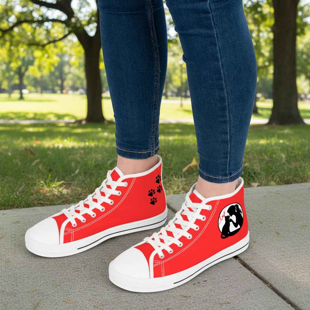 Love & Pawprints High-Top Sneakers – Cat Lover Statement Shoes