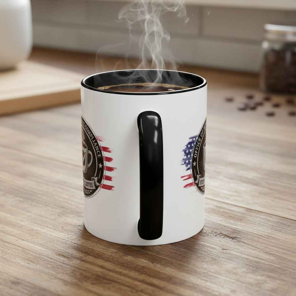 Office of Morning Compliance Coffee Mug – “Step One: Coffee” Official Seal Cup