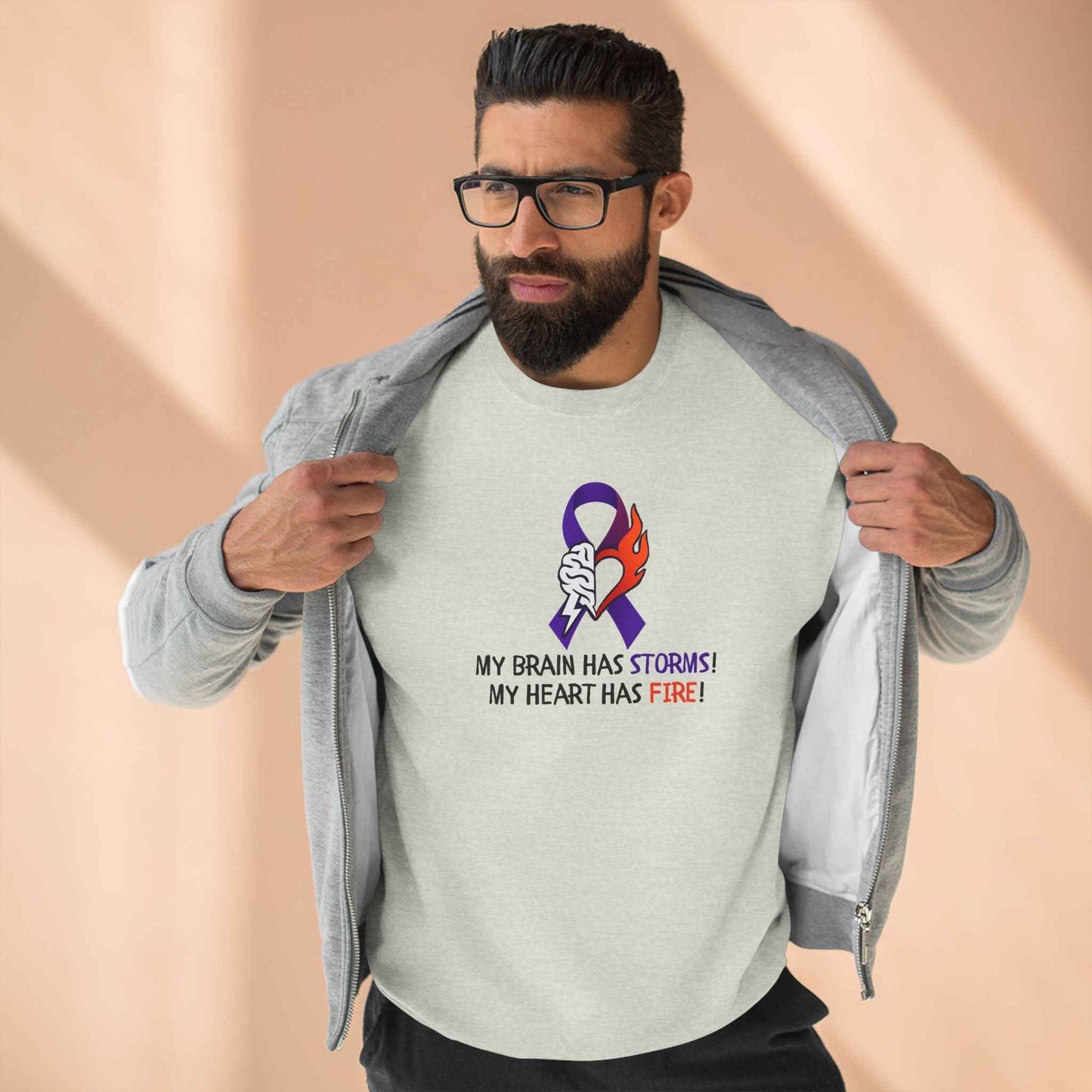 Epilepsy Awareness “Brain Storms & Heart Fire” Unisex Sweatshirt
