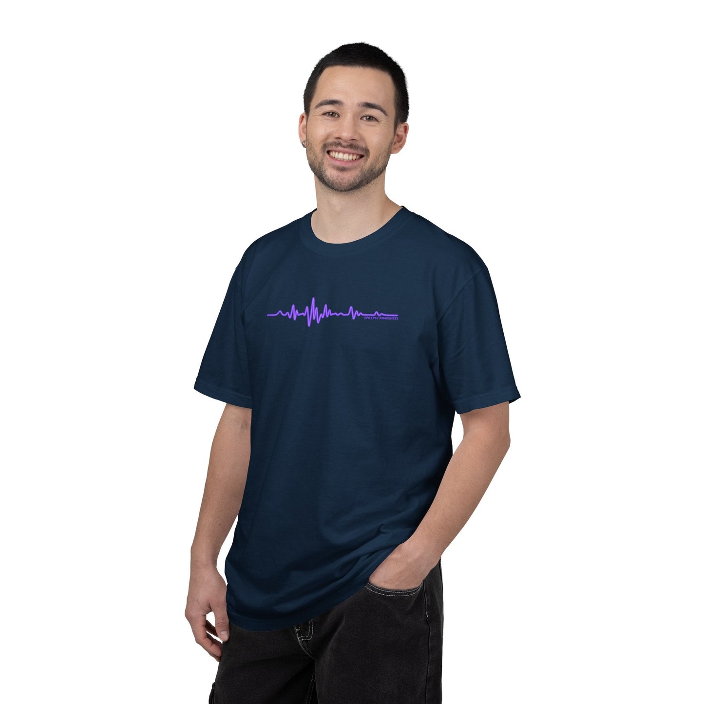 Minimalist Epilepsy Awareness EEG Wave Unisex T-Shirt – Purple Line Design