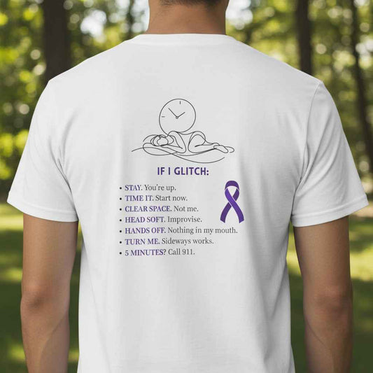 Glitch Happens Tee – Minimalist Seizure First Aid Shirt