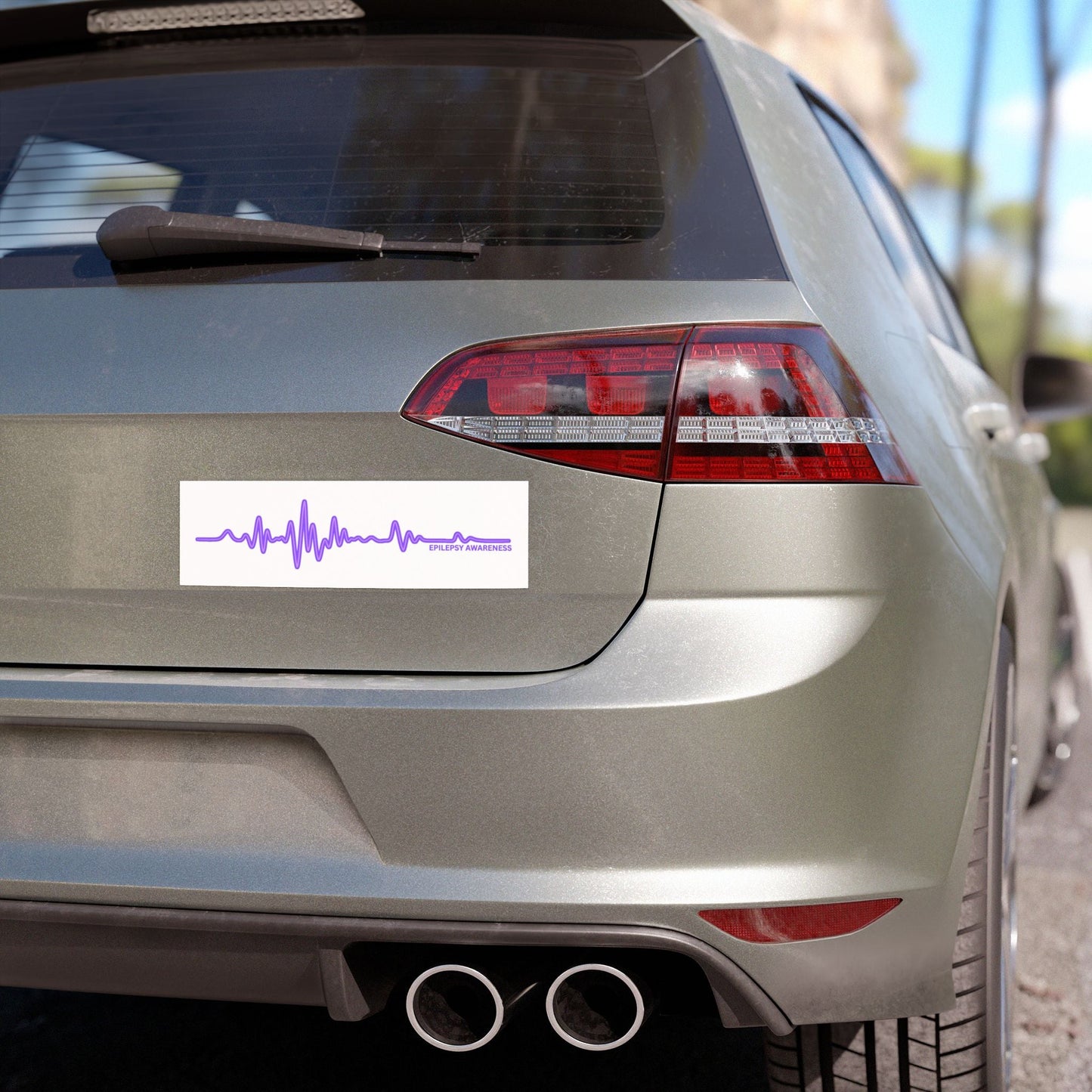Epilepsy Awareness EEG Wave 10x3 Bumper Magnet – Purple Ribbon Support