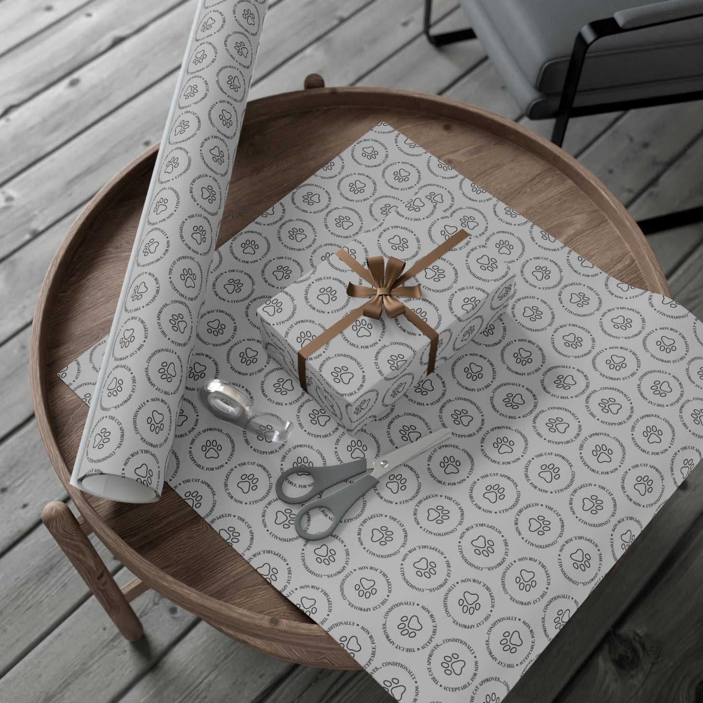 The Cat Approves Gift Wrap Paper (Cat-Themed Humor)