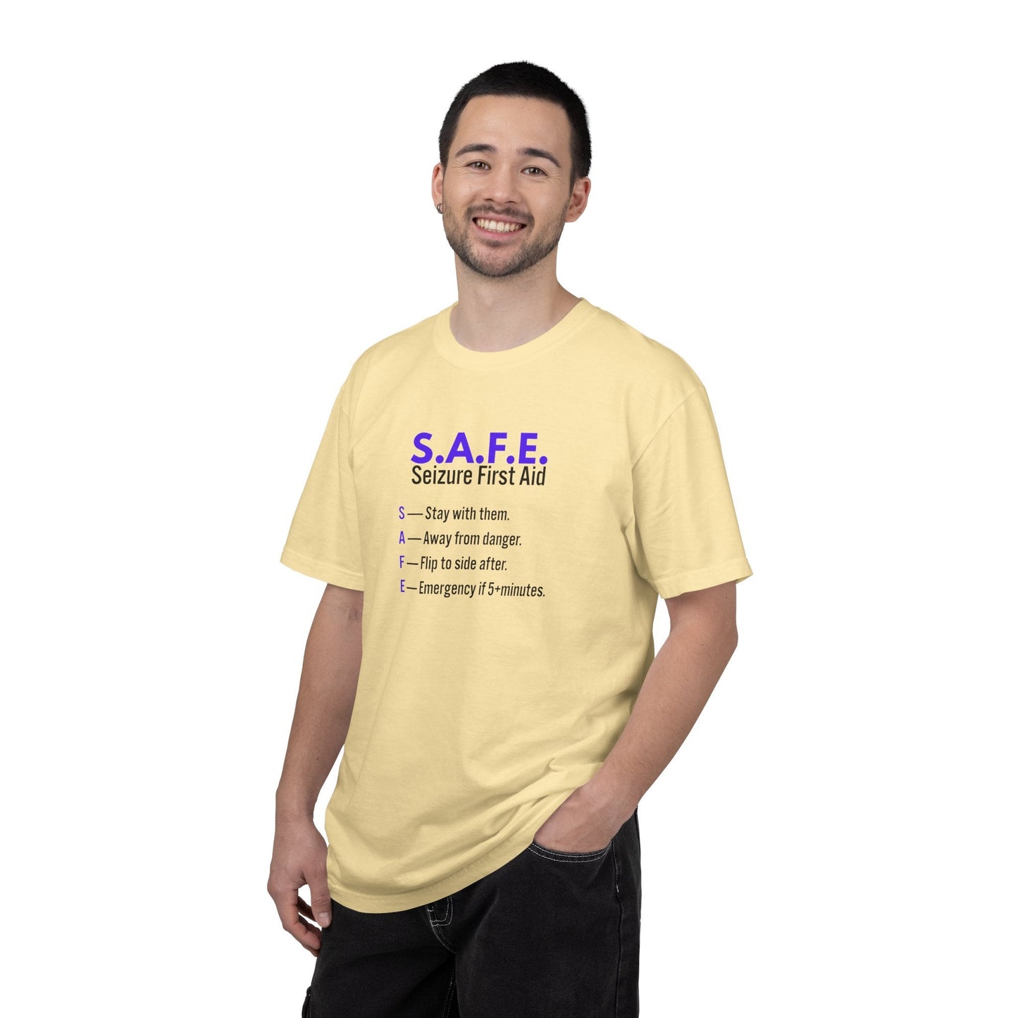 S.A.F.E. Seizure First Aid T-Shirt – Epilepsy Awareness Education Tee