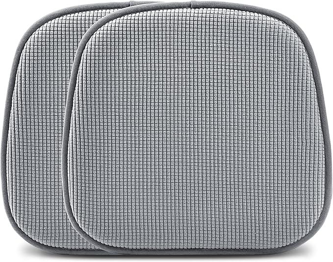 Shinnwa Kitchen Seat Cushions Set of 2, Non Slip Dining Chair Cushions, U-Shaped Indoor Chair Pads, 2 Pack, 15 x 16 Inches, Grey