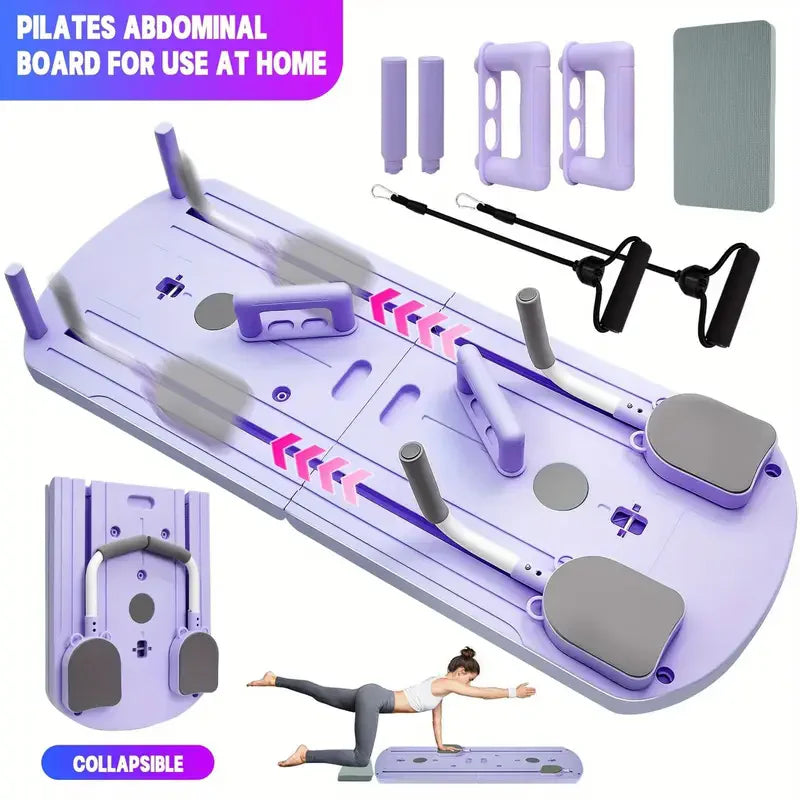 8-in-1 Multi-Functional ABS Yoga Board - Portable Folding Pilates & Abdominal Strength Trainer with Adjustable Handles, Design