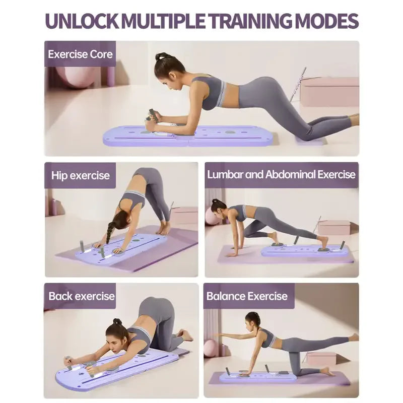 8-in-1 Multi-Functional ABS Yoga Board - Portable Folding Pilates & Abdominal Strength Trainer with Adjustable Handles, Design