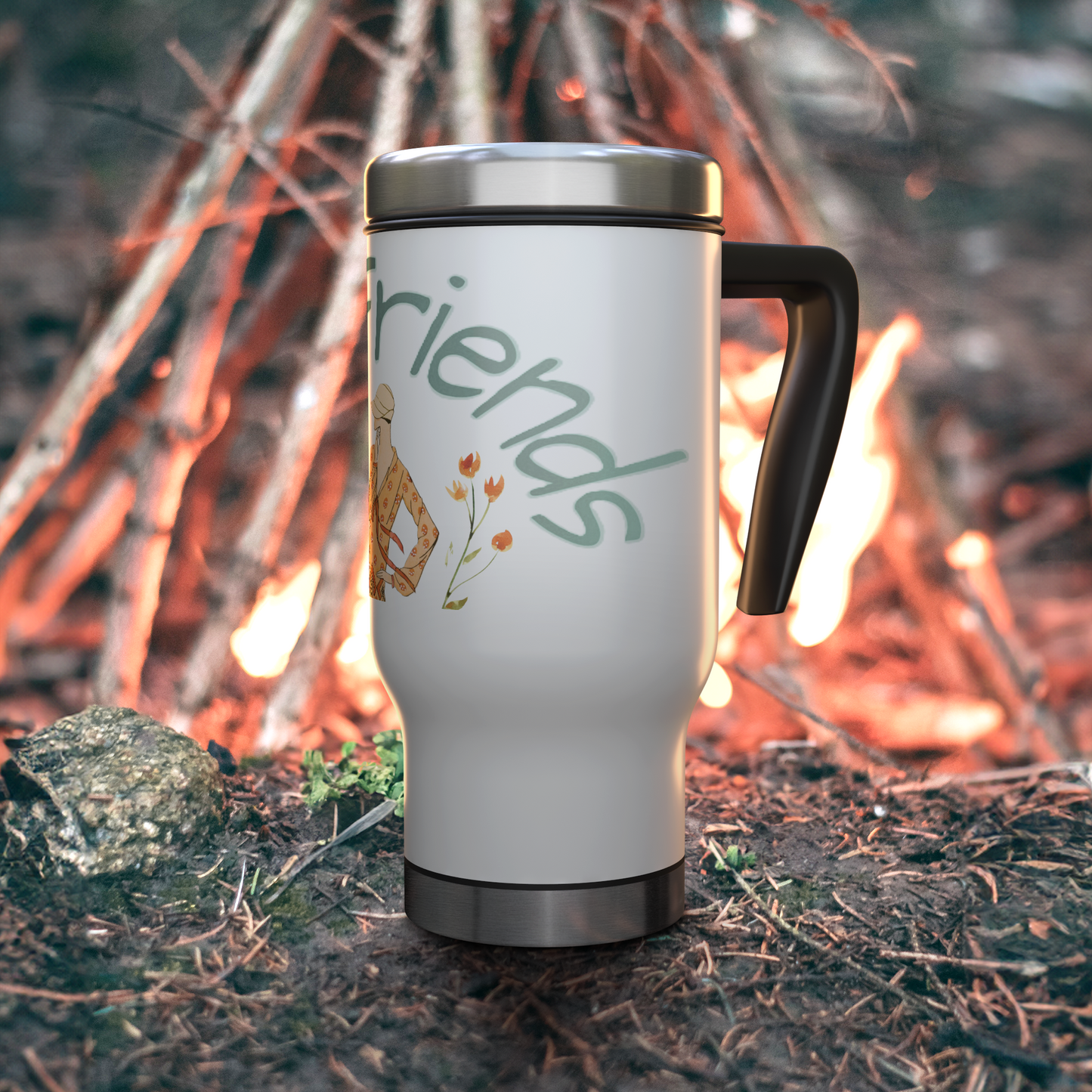 Vintage Fashionable Best Friends 14 oz Travel Mug Tumbler