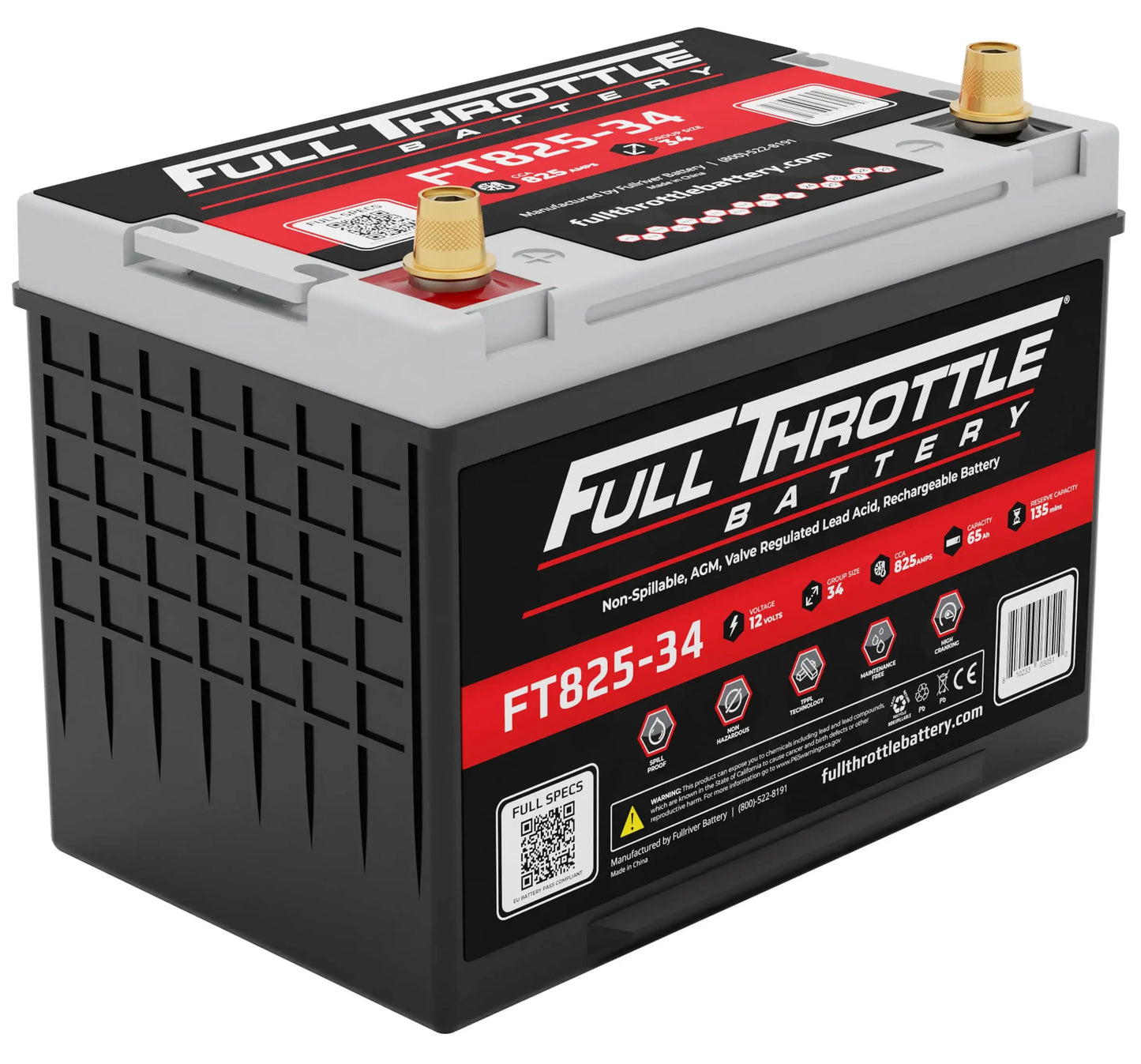 Full Throttle FT825-34 AGM Battery