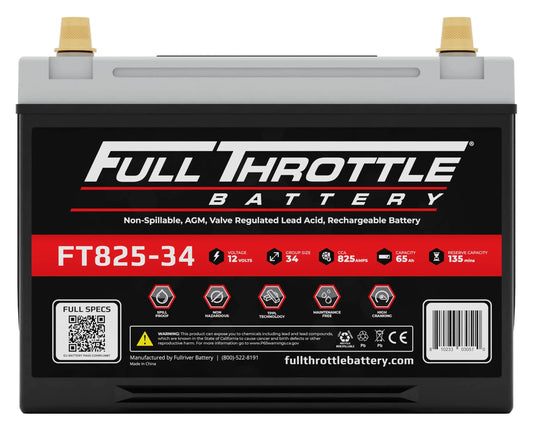 Full Throttle FT825-34 AGM Battery