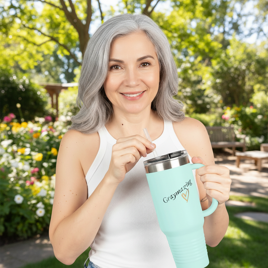 Graymazing Insulated Travel Mug - 40oz Coffee Cup with Handle & Straw - Perfect for On-the-Go and Outdoor Adventures