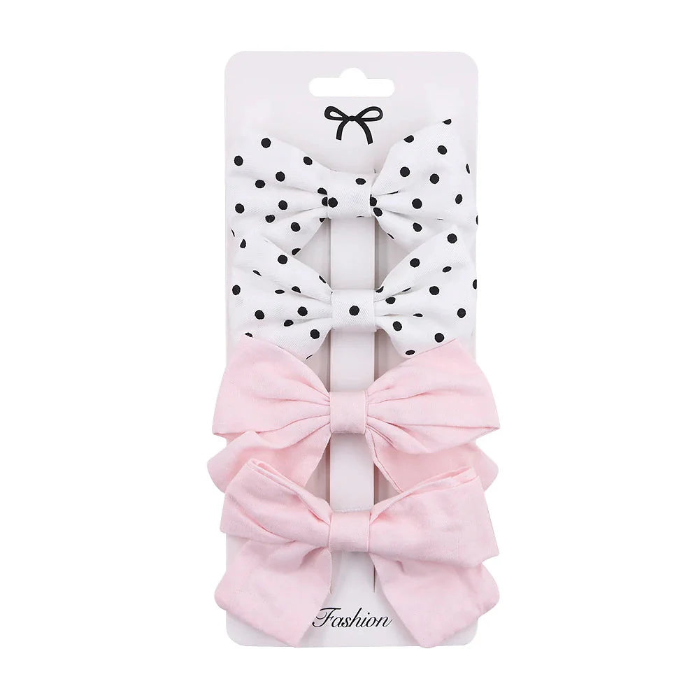 4Pcs Leopard Print Hair Bow Clips for Baby Girls Lace Barrettes