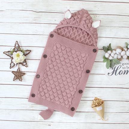 Stevvex Knitted Newborn Baby Blanket Baby Sleeping Bags Stroller Bedding Warm Swaddle Wrap