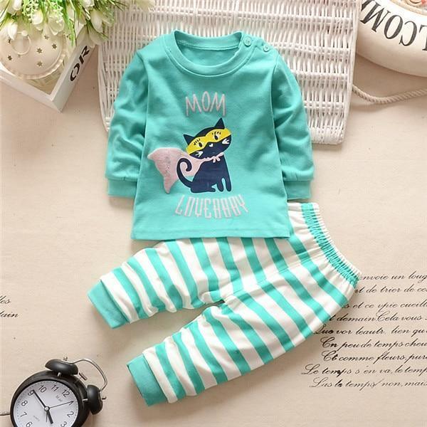 Baby Boy Clothes Cotton Clothing Sets Cartoon Long-sleeved T-shirt Pants Infant Clothes 2pcs Ste For Boys and Girls Kids
