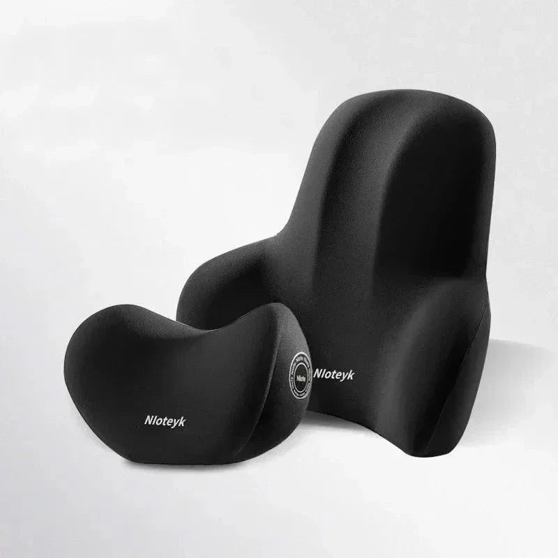 Memory Foam Car Neck and Lumbar Support Cushion – Ergonomic Pillow Set for Comfortable Driving and Posture Relief