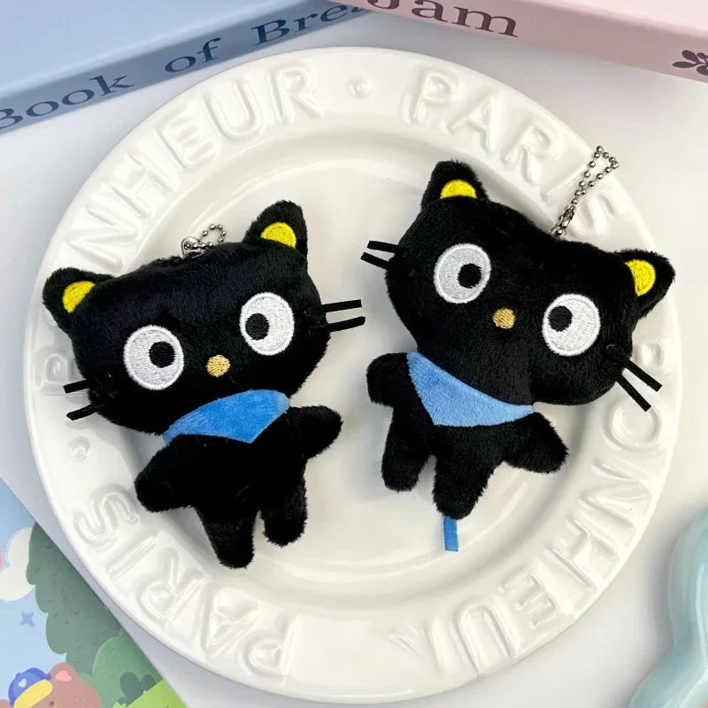 Chococat Plush Keychain Kawaii Black Cat Soft Plush Bag Charm Cute Backpack Purse Key Holder Decoration for Girls Women Gifts