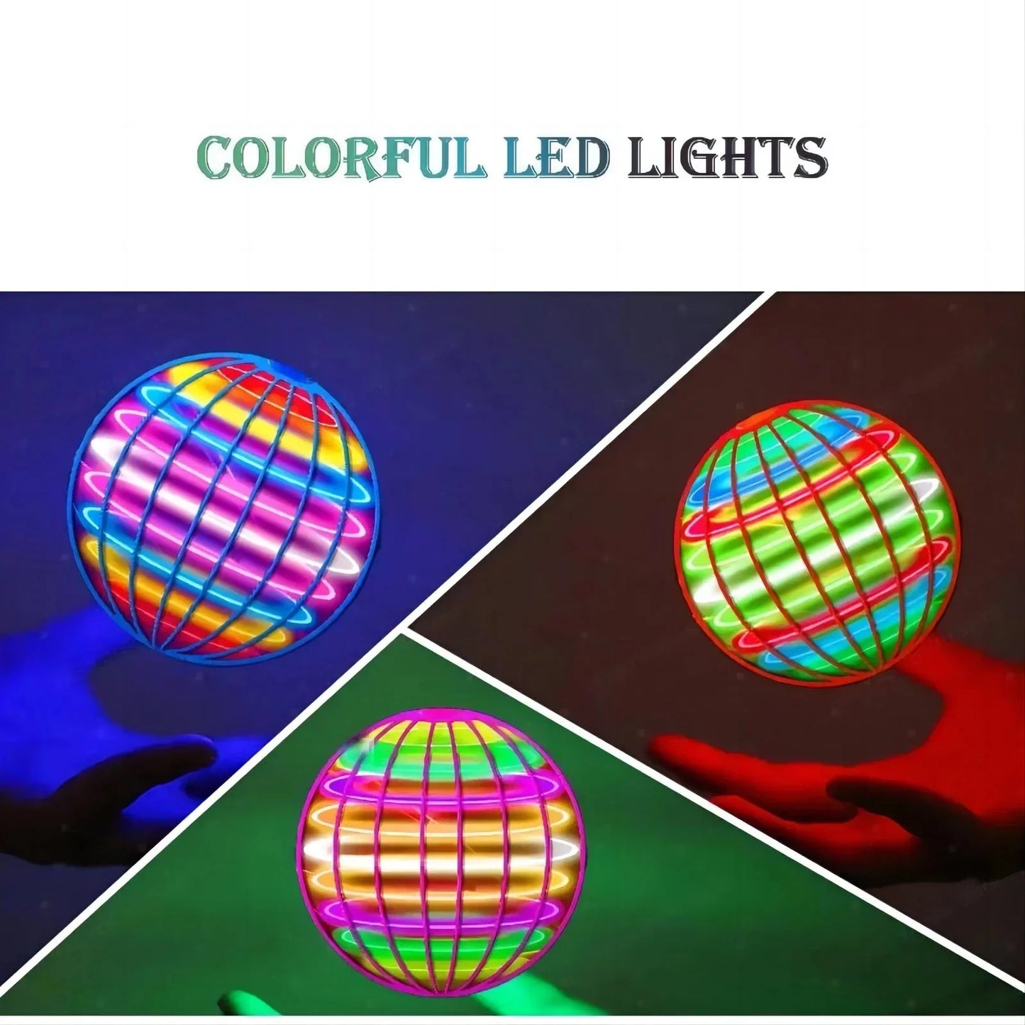 Flying Spinner Ball with LED Lights – Hand-Controlled Boomerang Toy for Kids & Adults, 360° Rotating Indoor Outdoor Hover Ball