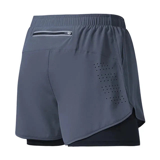 Men’s 2-in-1 Running Shorts – Quick-Dry Double Layer Gym Shorts for Training, Workout & Bodybuilding (Black)