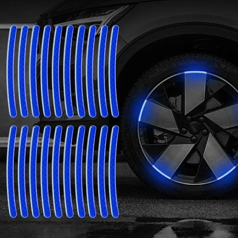 Car Wheel Hub Reflective Stripes - Safety Tire Warning Stickers for Night Driving
