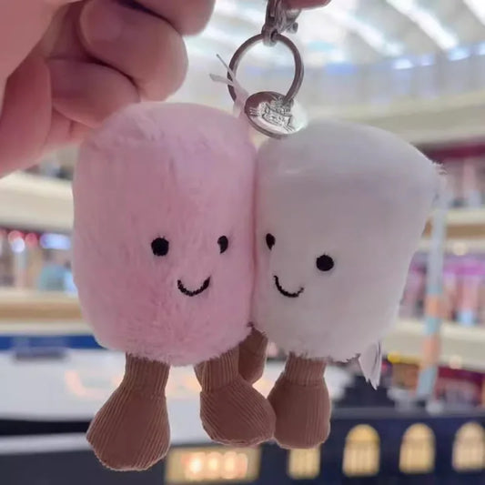 Cute Two-Tone Cat Plush Keychain – Soft Cotton Candy-Style Doll Bag Pendant, Car Hanging Accessory & Holiday Gift