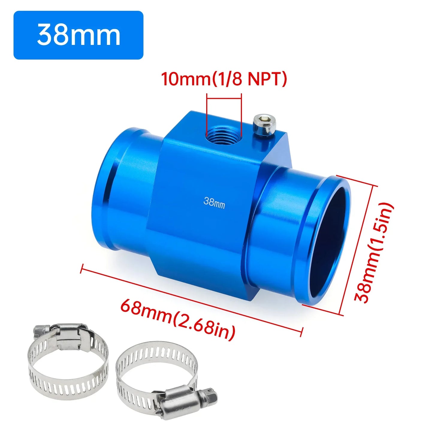 2026 Car Water Temp Gauge Radiator Temperature Water Temp Joint Pipe Sensor 40mm 38mm 36mm 34mm 32mm 30mm 28mm Hose Adapter