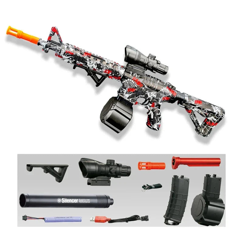 M416 Electric Gel Ball Blaster Toy Gun – Rechargeable Outdoor Shooting Toy for Kids & Adults, Sound and Light Effects