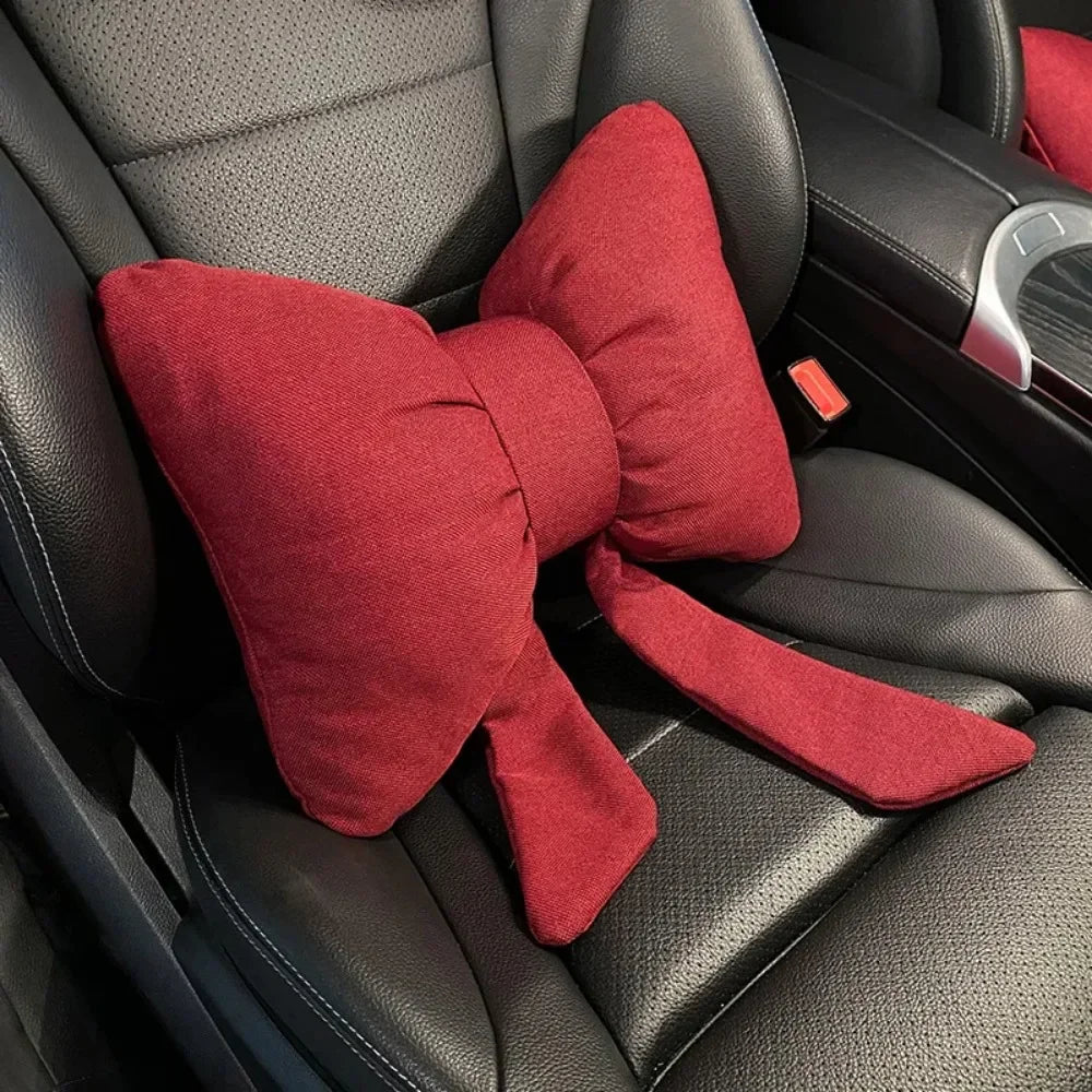Bowknot Pillows Car Seat Neck Rest Pillow,Car Headrest Neck Cushion Pillows,Pink Car Accessories for Women