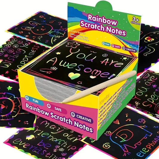 Dazzling Scratch Painting Kit - Parent-Child Interactive DIY Craft Toy with Note Cards