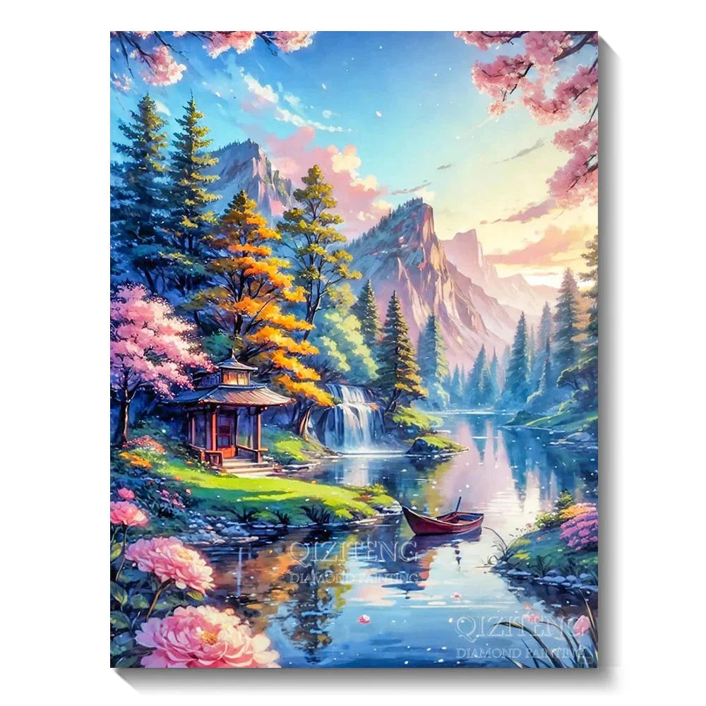5D Diamond Painting Kit - Aurora Landscape Mosaic, Full Round Drill for DIY Home Decor