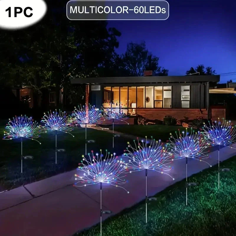 LED Solar Fireworks Lights – Outdoor Waterproof Garden Lights with Remote