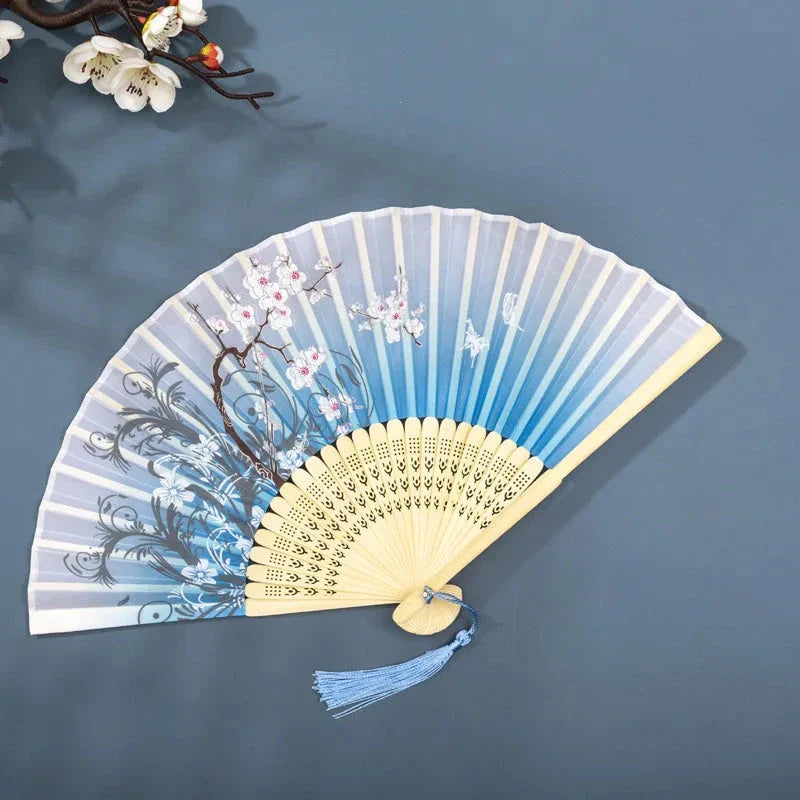Hand Fan Foldable Silk Fan Noodles Bamboo Fan Bones Halloween Cosplay Prop Christmas Wedding Decoration Party Gifts Art Crafts