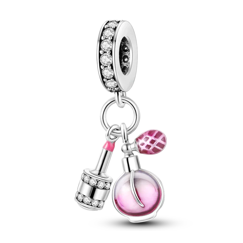 925 Sterling Silver Pink Butterfly & Luminous Firefly Charm – Dangle Bead for Bracelet or Necklace | Elegant DIY Jewelry Gift for Women