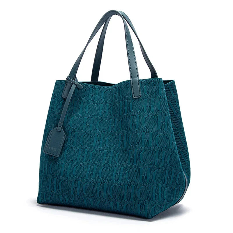CHCH Large Capacity Black Knitted Tote Bag – Simple Shopping Handbag
