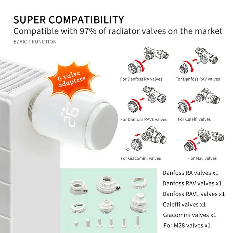 Tuya Smart Home Zigbee 3.0 Thermostatic Valve Radiator Zigbee Thermostat Radiator Zigbee Thermostatic Valve Alexa Google Home
