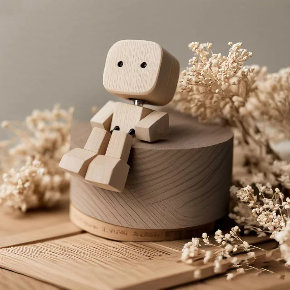 New Car Handmade Shaking Feet Wooden Doll Car Dashboard Desktop Decoration Ornament Shaking Wooden Man Figurine Bobblehead Doll