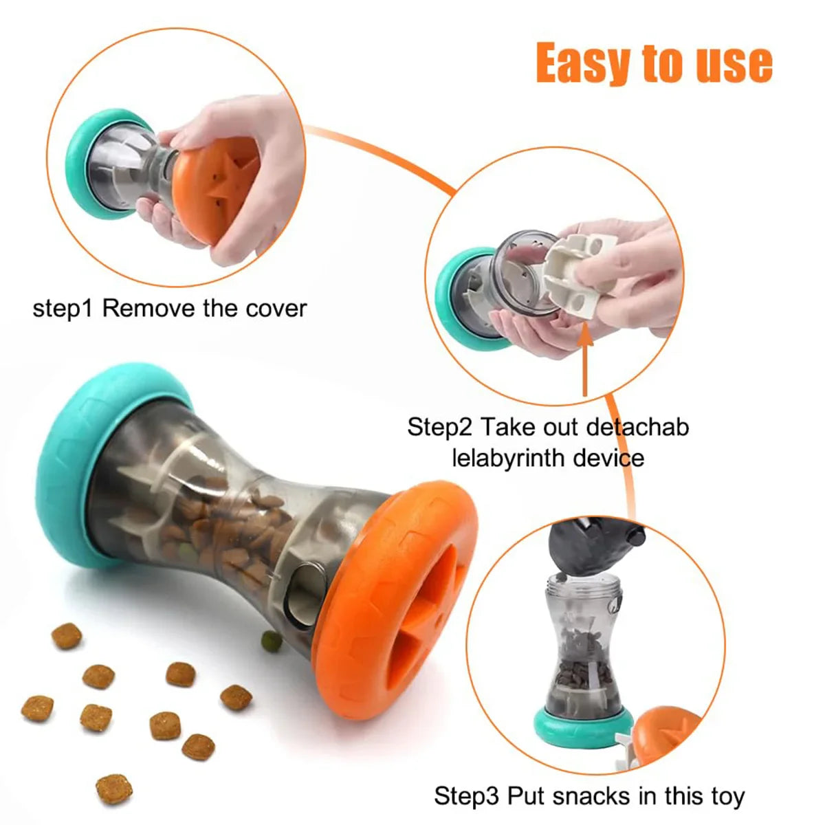 Interactive Dumbbell Food Dispensing Puzzle Toy – Durable Treat Ball for Dogs & Cats