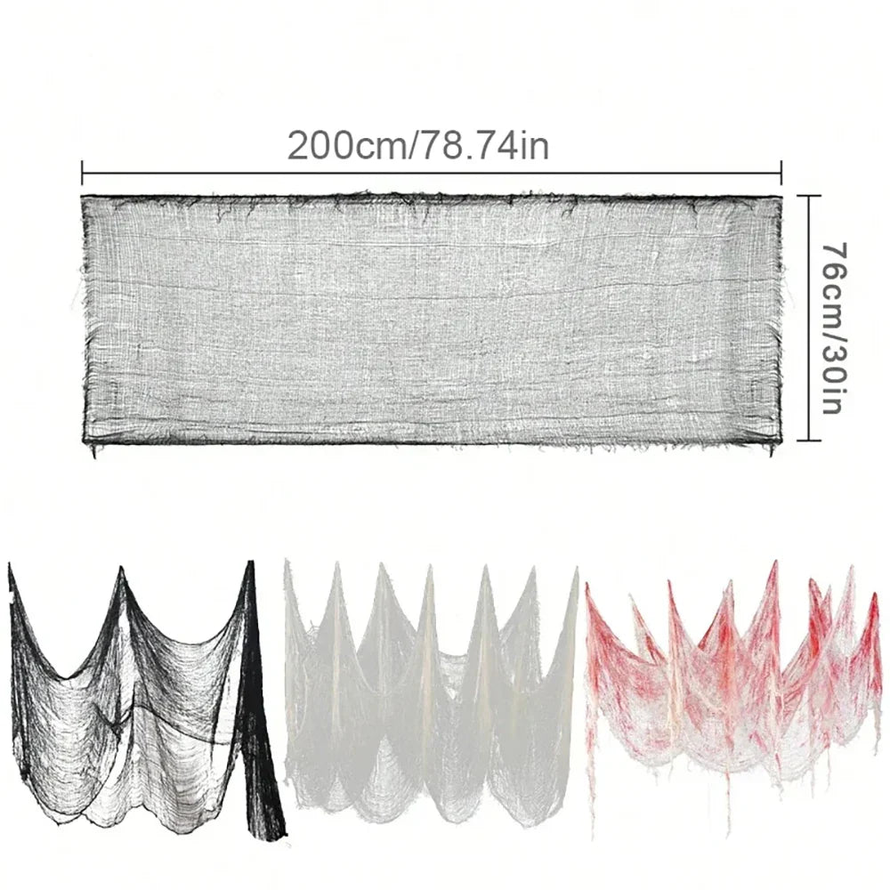 Halloween Bloody Gauze Decorations,Horror Bloody Cloth Bandage,Door Curtainsss,Halloween Haunted House Party Props