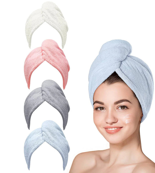 Microfiber Hair Drying Towel Cap – Quick-Dry Super Absorbent Wrap