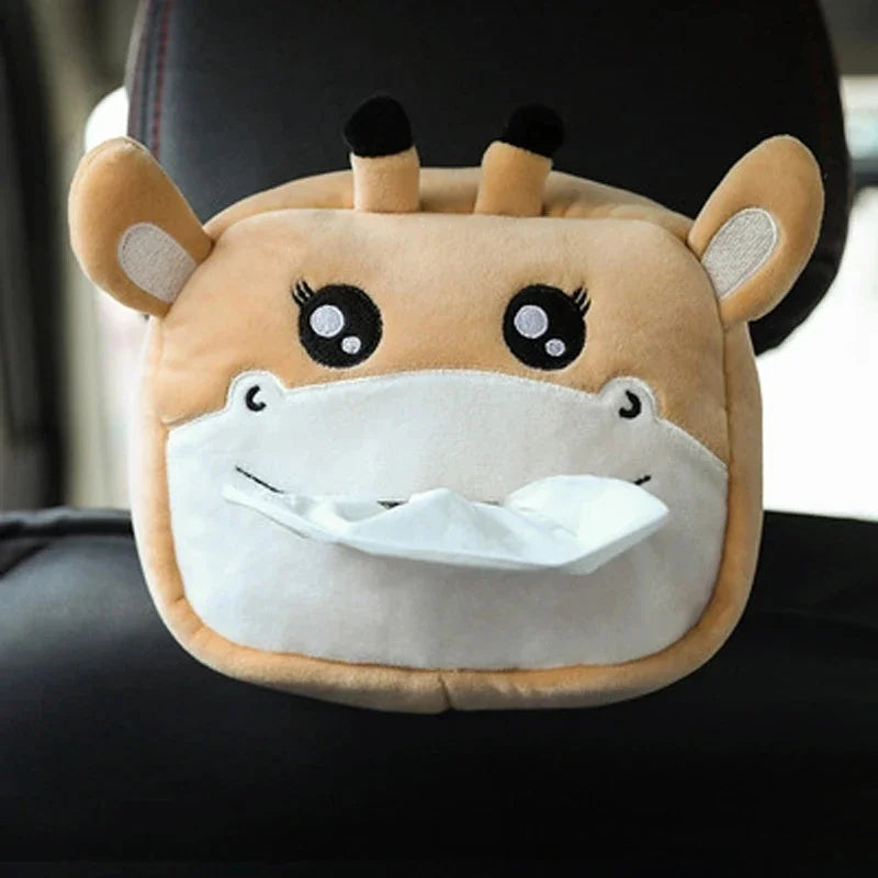 Cartoon Car Tissue Box Cute Plush Animals Napkin Paper Holder Portable Auto Armrest Box Tissue Paper Storage Case Car Decoration
