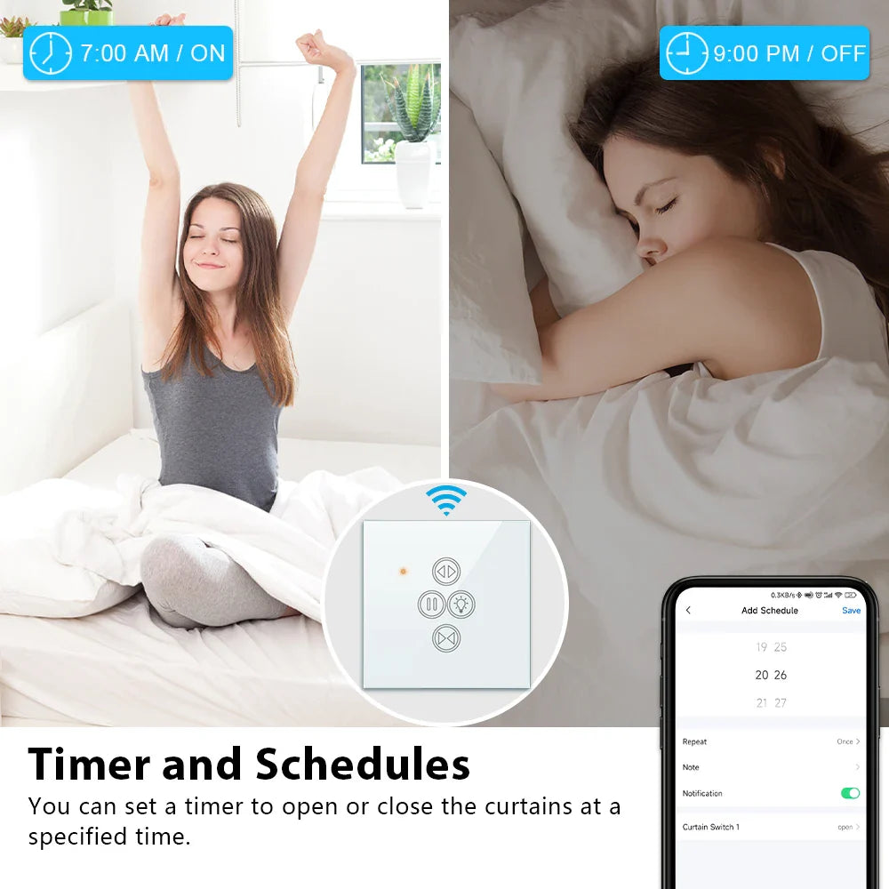 LoraTap Tuya Smart Life WiFi Roller Shutter Curtain Light Switch for Electric Motorized Blinds Work for Alexa Google Home Voice