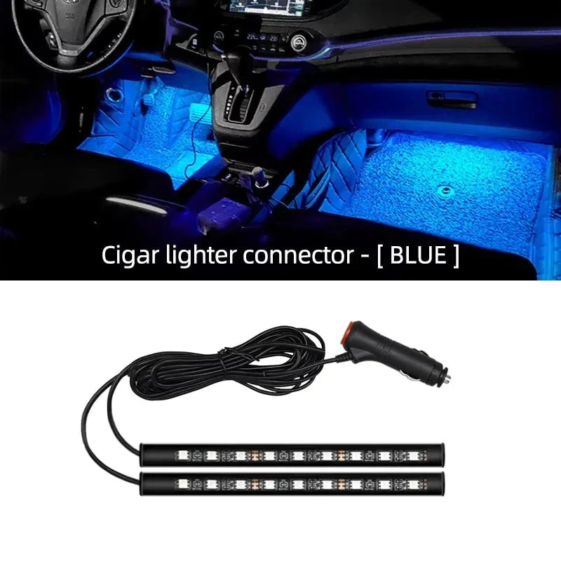 2-in-1 LED Car Neon Foot Light - USB & Cigarette Lighter Interior Ambient Lamp