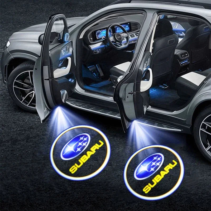 2pcs Car Door Welcome Light Auto LED Projector Decorative Lamp for Subaru XV Forester Outback Impreza Legacy Tribeca Accessoires