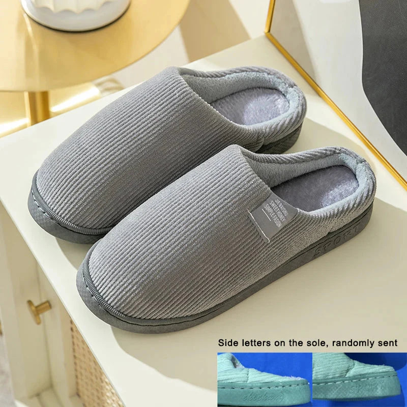 Thick Sole Home Indoor Outside Men And Women Couples Winter Household Warm Fluffy Slippers High Heels Plush Cotton Shoes Ladies