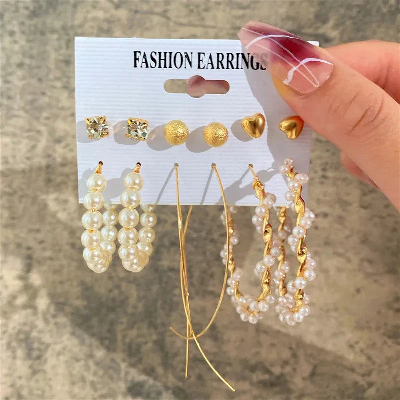 Gold Butterfly & Heart Dangle Earrings Set – Acrylic Drop Jewelry for Women
