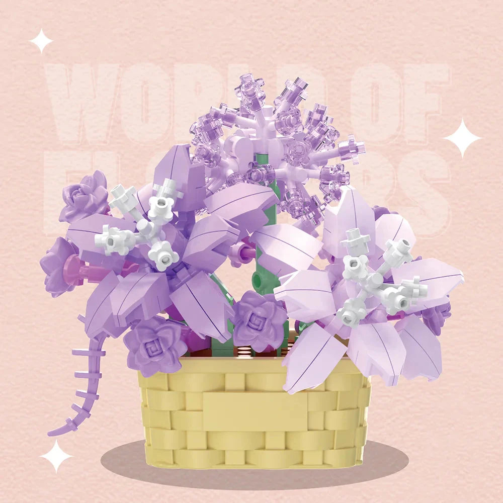 DIY Potted Plant Building Blocks Set - Rose Sunflower Succulents Bonsai Tree Romantic Garden Kids Model Bricks Toy Kit