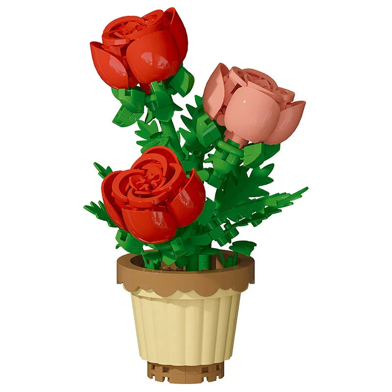 Building block flower potted plant assembly toy decoration micro particle plant potted plant children's toy gift